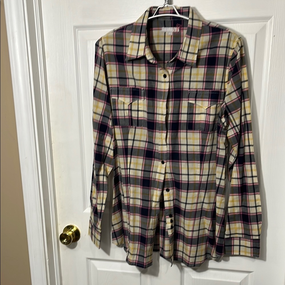 Tin Haul Cream and Black Button Down Shirt